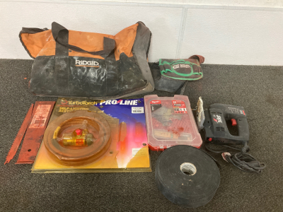 TurboTorch) Self- Lighting Acetylene Torch Kit (1) Ridgid Tool Bag (1) Skil Saw &More