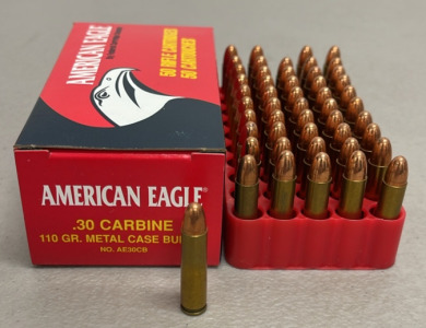 (50) Rounds American Eagle .30 Carbine 110 Grain Metal Case Bullets