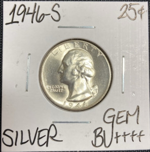 1946-S Gem BU++++ Silver Washington Quarter