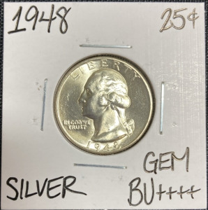1948 Gem BU++++ Silver Washington Quarter