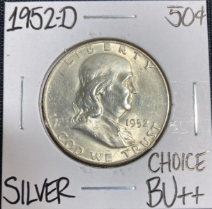 1952-D Choice BU++ Silver Franklin Half Dollar