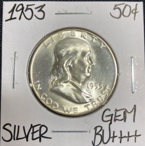1953 Gem BU++++ Silver Franklin Half Dollar