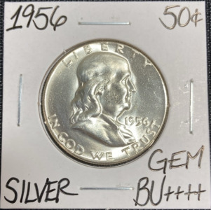 1956 Gem BU++++ Silver Franklin Half Dollar