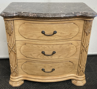 3-Drawer Stone Top Side Table