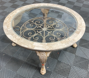 Round Coffee Table w/ Glass Top