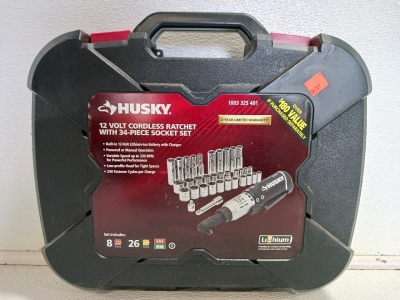 Husky 12V Cordless Ratchet W/34 Pcs Socket Set