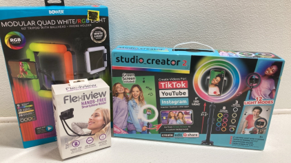 Studio Creator 2 LED Ring Light, Bower Modular Quad White/RGB Light, Flexiview Hands-Free Phone Holder