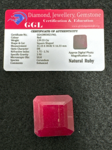 Certified Red Ruby Faceted Square Shaped