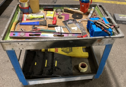 Rolling Shop Cart with Assorted Hand Tools
