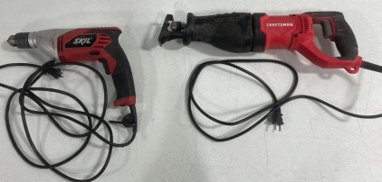 (1) Skil Corded Drill (1) Craftsman Reciprocating Saw