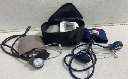 (1) Omron Electric Blood Pressure Machine (1) Walgreens Sphygmic-o-meter Blood Pressure Cuff