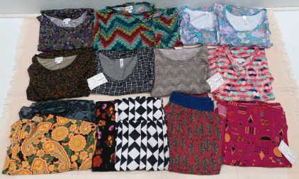 (15) Large LuLa Roe Clothing (3) Dresses (3) Skirts (1) Maxi Skirt (6) Shirts/Blouses (2) Cardigans