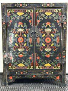 Antique Chinese Cabinet Black Lacquer