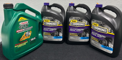 (3) 1 Gallon Concentrate Prestone Heavy Duty Antifreeze/Coolant (1) 1.25 Gallon Castrol Gtx Hight Mileage 10w-40 Synthetic Oil