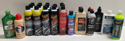 Assorted Tire Shine and Coating, (3) Bug and Tar Remover, Assorted Auto Cleaner and Wax