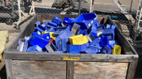 Large Wooden Tote Full Of Plastic Organizers