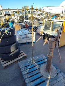 (1) Vintage Hand Pump (1) Candle Holder
