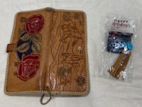 (1) Hand Tooled Leather Wallet & Paparazzi Brand Earrings