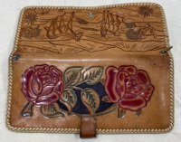 (1) Hand Tooled Leather Wallet & Paparazzi Brand Earrings - 2