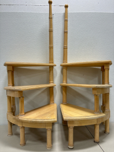 (2) Beautiful Wood Spiral Shelves