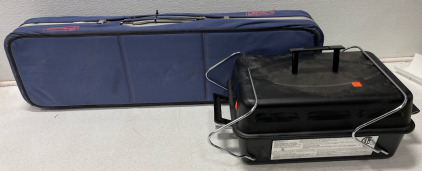 (1) COLEMAN PORTABLE CAMPING TABLE IN CARRYING BAG With Char-Broil Propane BBQ