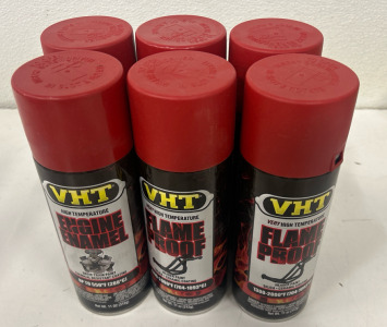 (6) VHT Flameproof Coating Very High Heat Flat Red