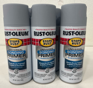 (6) Rust-Oleum 330491 Stops Rust Universal Bonding Primer, 12 oz, Gray