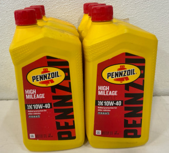 (6)Pennzoil High Mileage 10W-40 Motor Oil for Vehicles over 75K Miles, 1 Quart