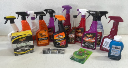(1) ArmorAll Leather Care (10) Assorted Tire Cleaner (2) O Keeffes Working Hands And More!