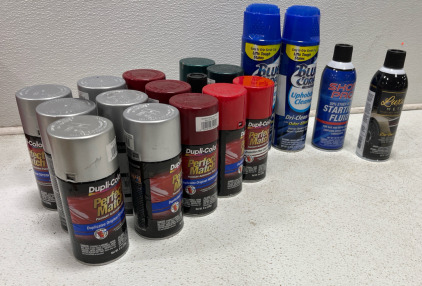 (5) Cans Gray Dupli-Color Blue Coral Upholstery Cleaner and more