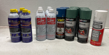 (12) cans Seafoam (4) cans Octane Booster (6) cans Green Dupl-color and more