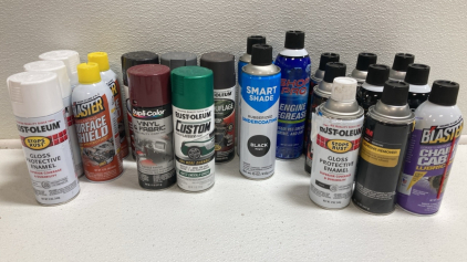 (3) White Gloss Protective Enamel, Adhesive Remover, Assorted Auto Paint, Coatings and Tint, Chain Lubricant and more