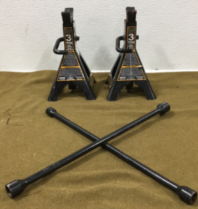 (2) Black Jack 3 Ton Jack Stands & 4 Way Lug Wrench