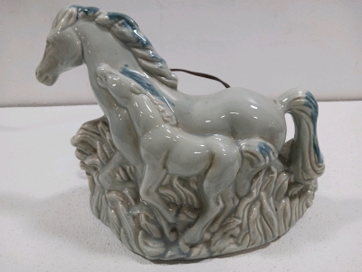Mid Century Modern Running Mare & Colt TV Lamp Phil Mar Pottery Co. California