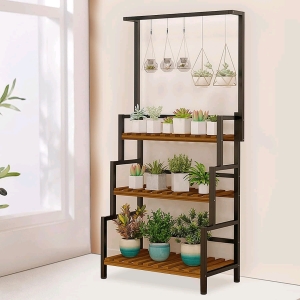 68 Inch Tall Metal 3-Tier Hanging Plant Stand/Organizer