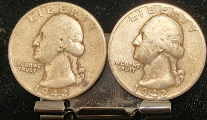 (2) 1942 90% Silver Quarters— Verified Authentic