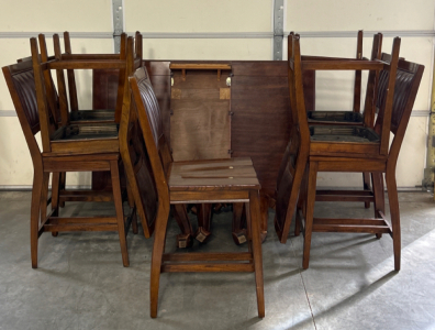 Beautiful Dining Table With (9) Matching Chairs, And Extra Leaf