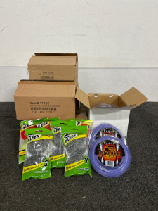 (5) Boxes Of New In Package Simple Kleen Plastic And Steel Scourers And Box Of New Packaged Commercial Grade Poulan Pro Predator Line Weed Eater