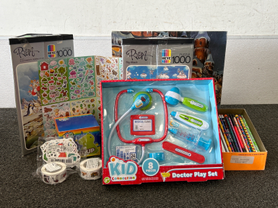 Puzzles, Stickers, Pencils, Doctor Play Set And LED Light Show