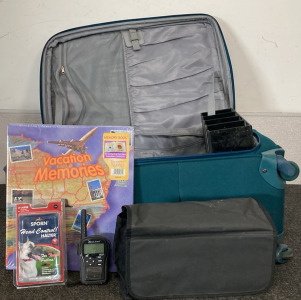 Liz Claiborne 30” Rolling Suitcase With Shoe Organizer, Midland Weather Radio, Sporn Head Control Halter And More