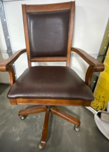 Roller Solid Wood Chair w/ Leather Seat