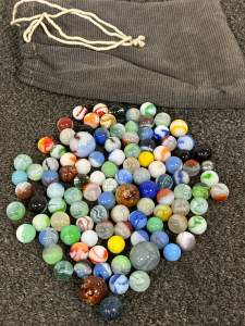 Cinch Bag Of Vintage Marbles