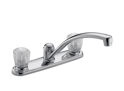 New Delta 2-Handle Kitchen Less-Spray Faucet In Chrome