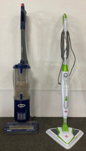 (1)Shark NV105 Navigator Light Upright Vacuum (1)BISSELL PowerForce Steam Mop Hard Floor Cleaner