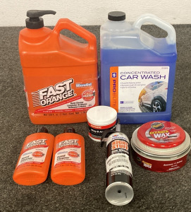 Fast Orange Hand Cleaner (1Gal), (2 7.5 Oz) Fast Orange Hand Cleaner, Permatex Pne Minute Gasket Maker, Mag and Aluminium Polish, Cleaner Wax, and Concentrated Car Wash Liquid (1Gal)