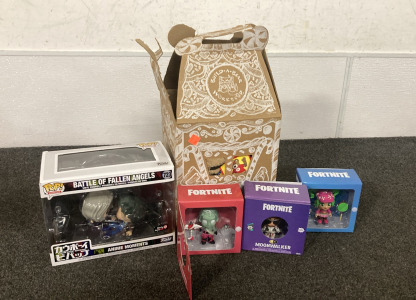 Anime Cowboy Rebop Funko Pop, (3) Fortnite Figurines, And Build-A-Bear