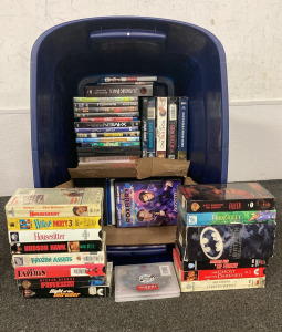 Assorted Mystery Movie Box Including VHS, DVD, And Blu-Ray