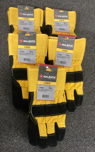 Brand New! Majestic Lined Black Cow Split Leather Palm Heavy Duty Size Large