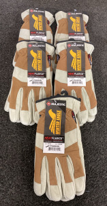 Brand New! (5 Pairs) Majestic Winter Eagle Heat Fleece Thermal Insulation Tough Pigskin Size Large