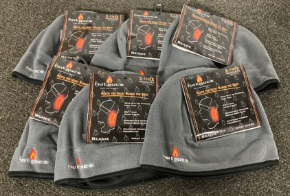 (6) New Grey HotMocs Beanies - Each Including Two Warmers